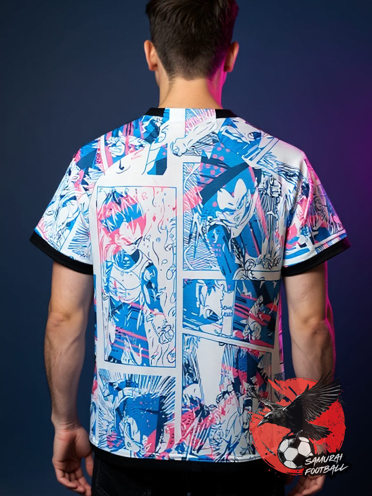 Dos du maillot de Dragon Ball Super avec Goku et Vegeta
