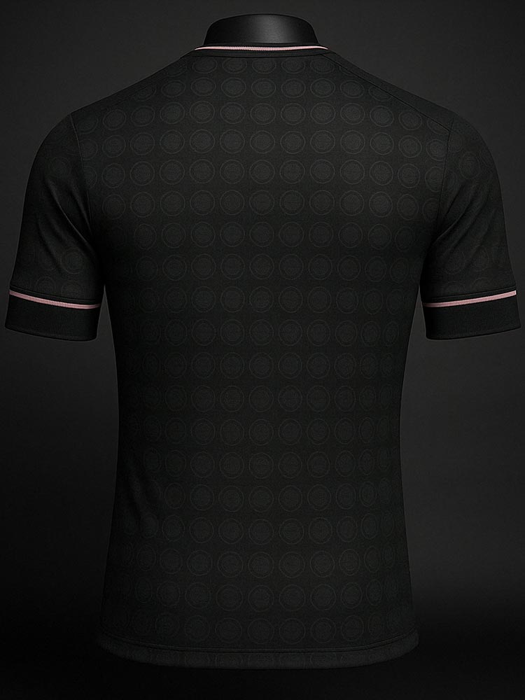 Maillot du Japon noir et rose de dos