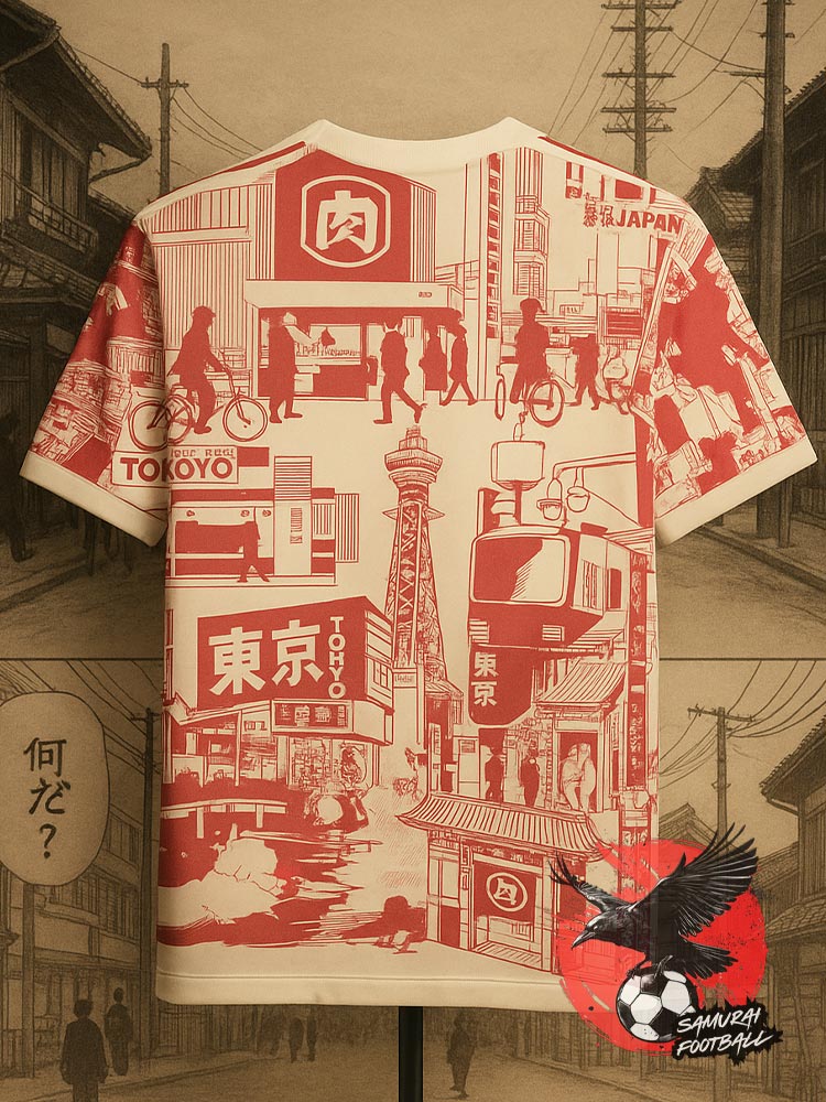 Dos du maillot de football concept beige de l'équipe du Japon version Tokyo