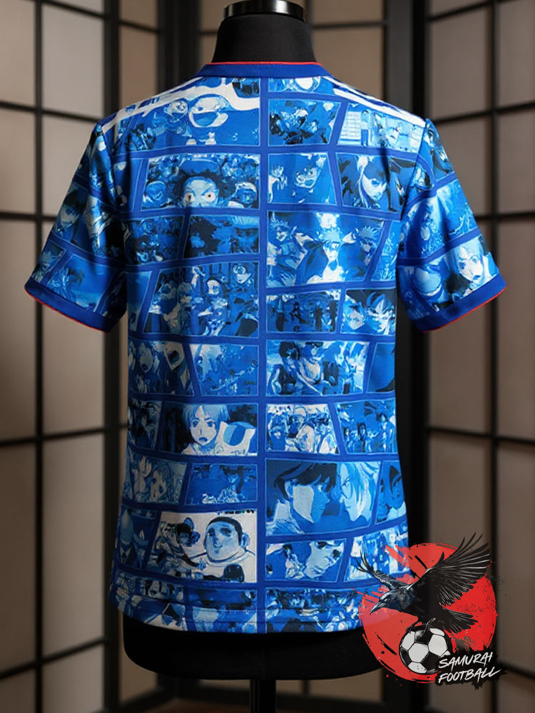 Maillot du Japon avec panels de mangas bleu