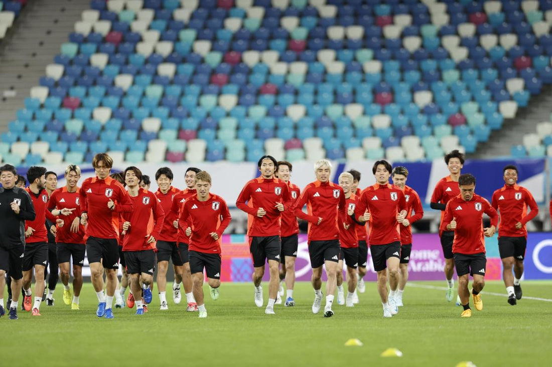 L'équipe de football japonaise à l'entraînement