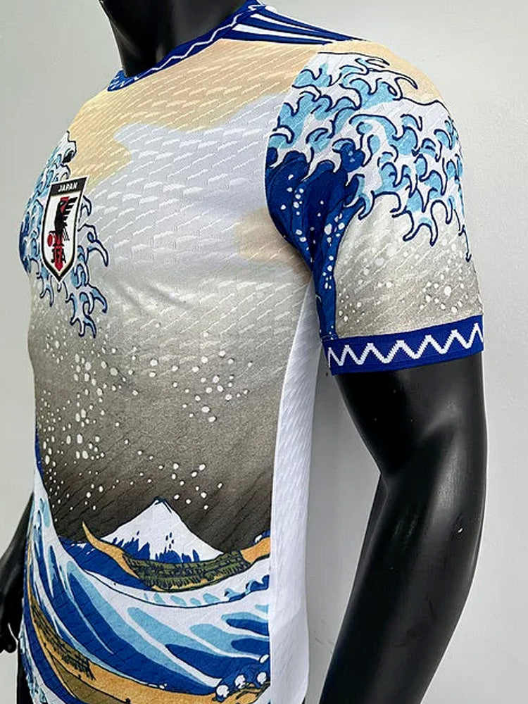 maillot du Japon Hokusai Vague de Kanagawa or doré et bleu