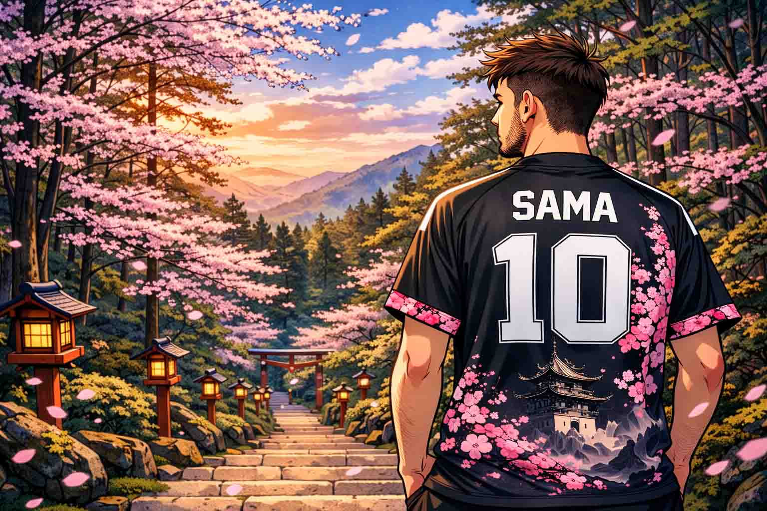 Homme japonais portant un maillot dans un style manga