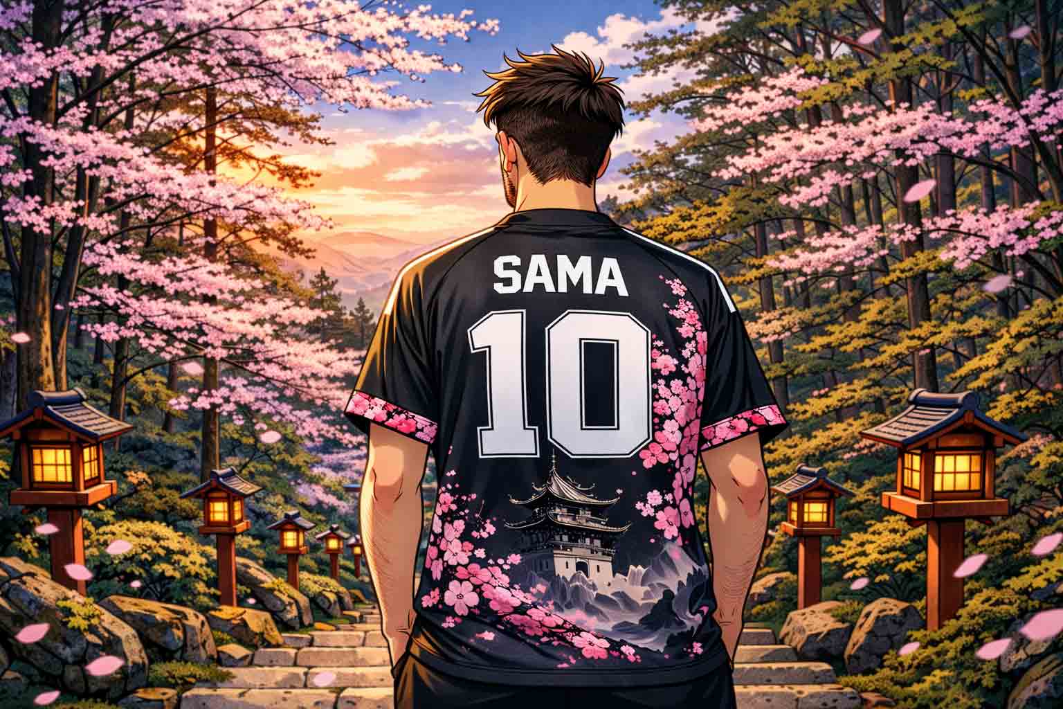 Homme japonais portant un maillot dans un style manga