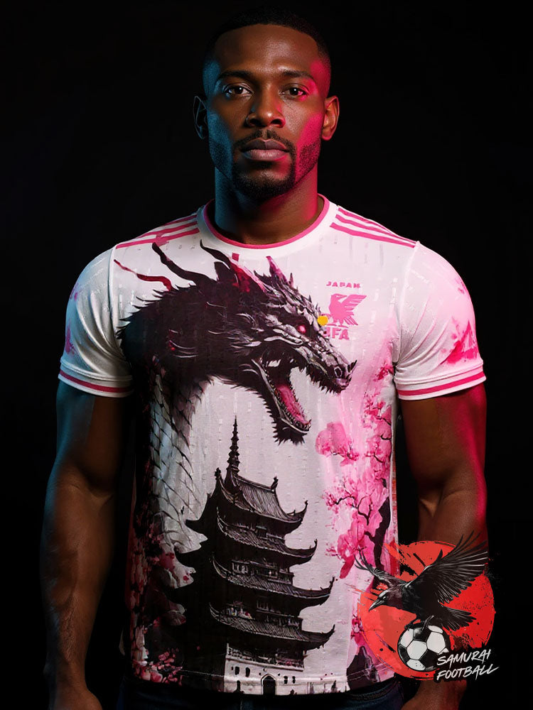 MAILLOT DU JAPON "DRAGON ROSE" NOIR