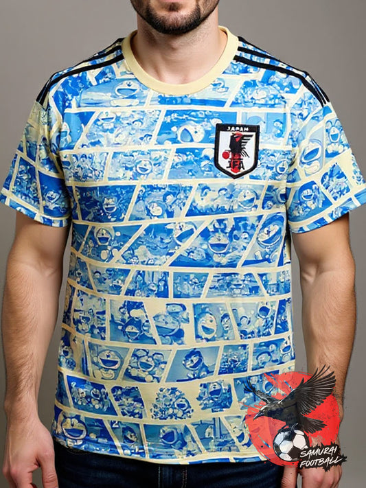 maillot du Japon Doraemon beige et bleu