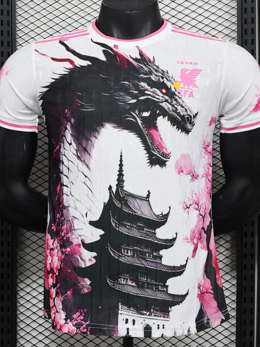 MAILLOT DU JAPON "DRAGON ROSE" BLANC