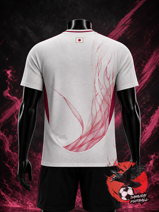 Dos du maillot du Japon 2026 "Black Goku Rosé" blanc et rose sur mannequin noir