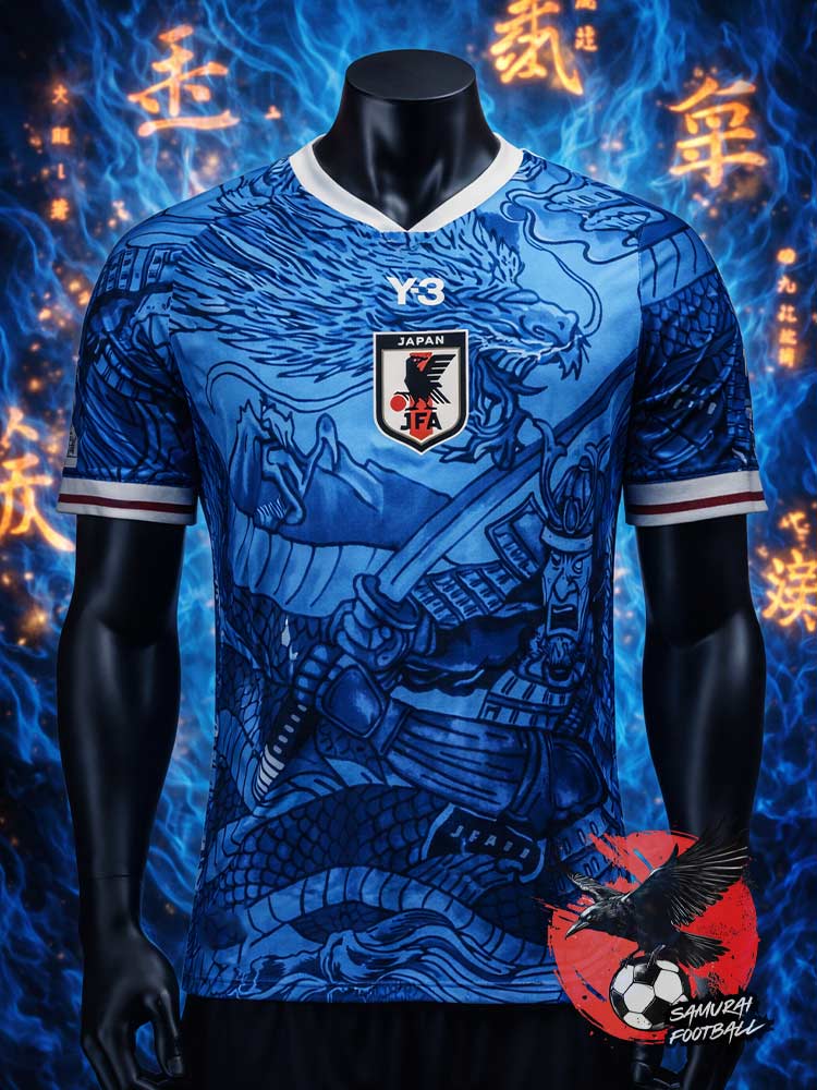 Maillot du Japon bleu avec un samouraï et un dragon