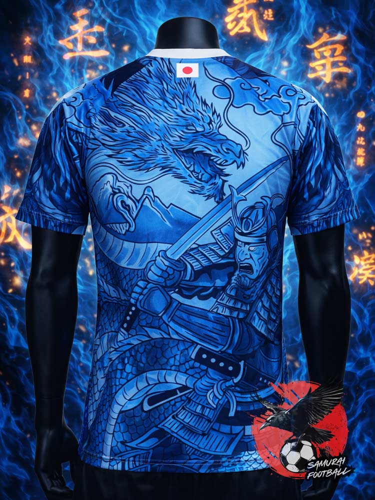 Maillot du Japon bleu avec un samouraï et un dragon