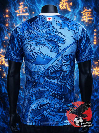 Maillot du Japon bleu avec un samouraï et un dragon