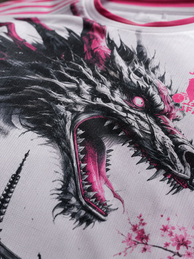 MAILLOT DU JAPON "DRAGON ROSE" BLANC