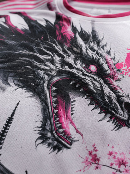 MAILLOT DU JAPON "DRAGON ROSE" BLANC