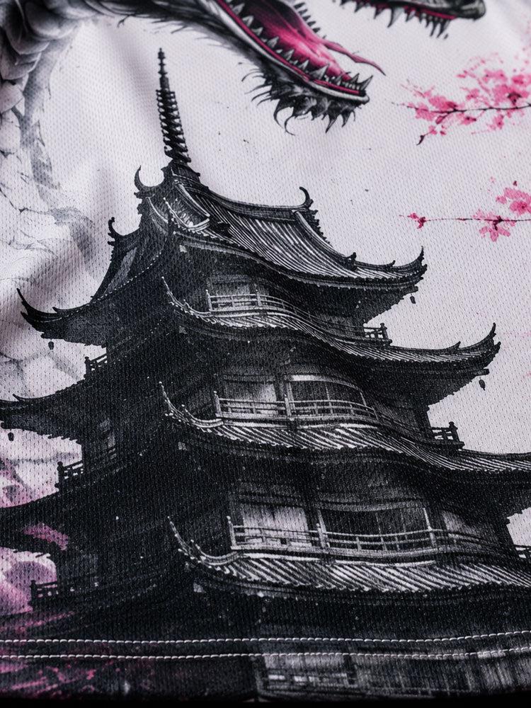 MAILLOT DU JAPON "DRAGON ROSE" BLANC