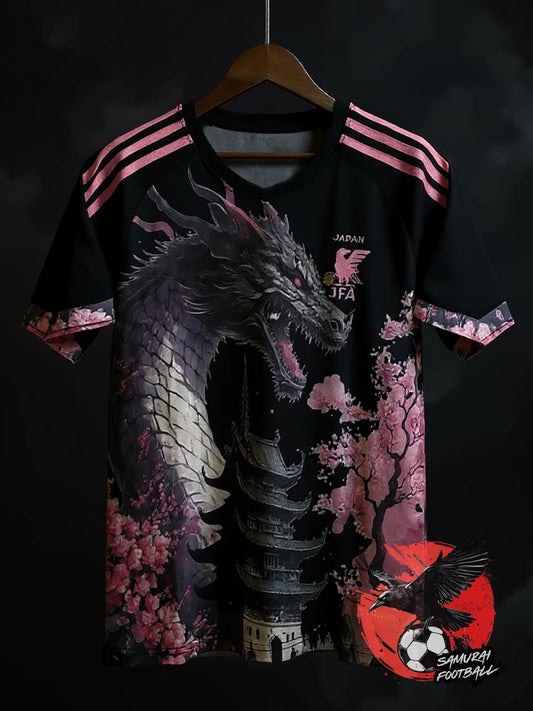 Maillot du Japon noir 2025/2026 avec un dragon rose