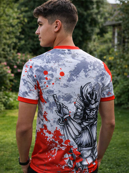 Maillot du Japon blanc mettant le samouraÏ Hattori Hanzō à l'honneur