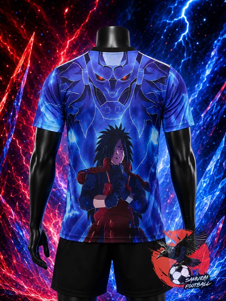 Maillot Japon Madara Edo Tensei bleu, vue de dos avec motif Susanoo démoniaque – JFA