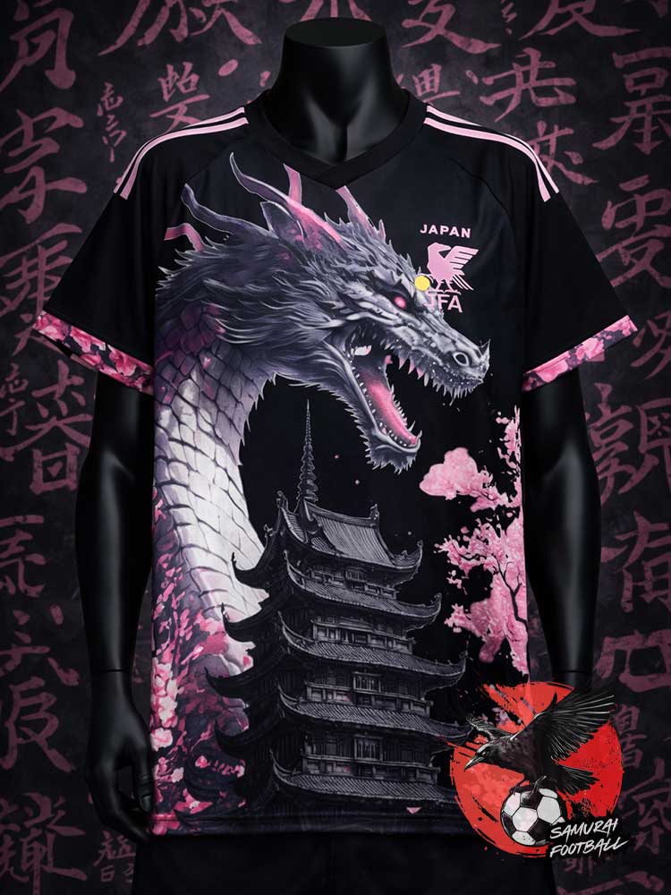 Maillot du Japon noir 2026/2027 avec un dragon rose