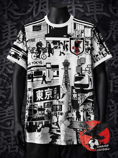 Maillot du Japon représentant la ville de Tokyo en noir