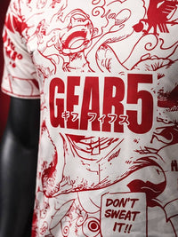 Maillot rouge du Japon de One Piece avec Luffy sous sa forme de Gear 5