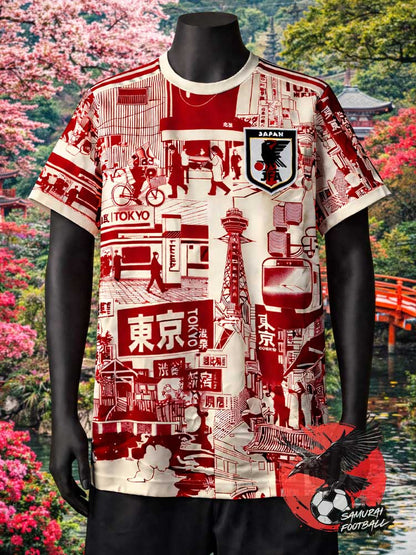 Maillot du Japon représentant la ville de Tokyo en rouge