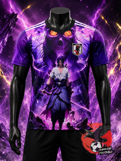 Maillot de foot Japon Sasuke Uchiha violet, Susanoo squelette – face avec écusson JFA Naruto