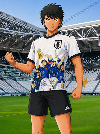 Marc Landers portant le maillot du Japon World Cup dans un stade