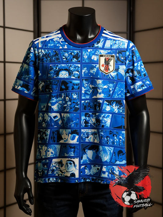 Maillot du Japon avec panels de mangas bleu