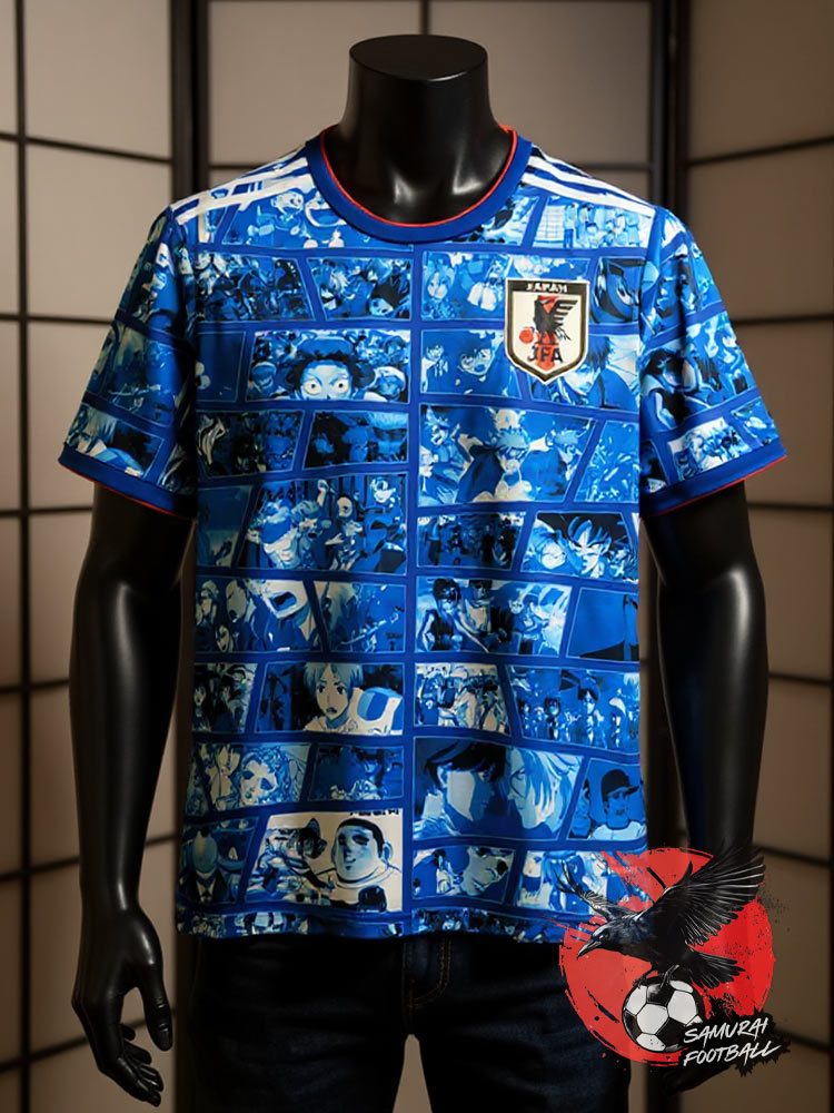 Maillot du Japon avec panels de mangas bleu