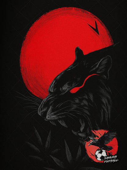 Tigre noir et un soleil levant rouge sur maillot du japon