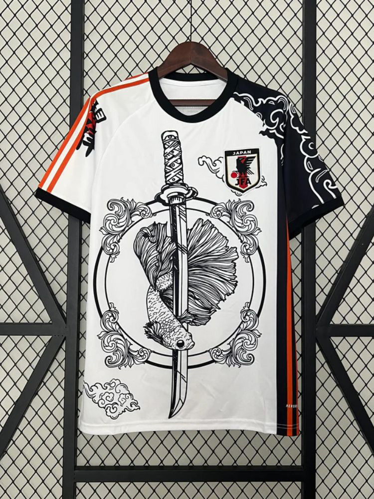 Maillot du Japon blanc avec un katana 