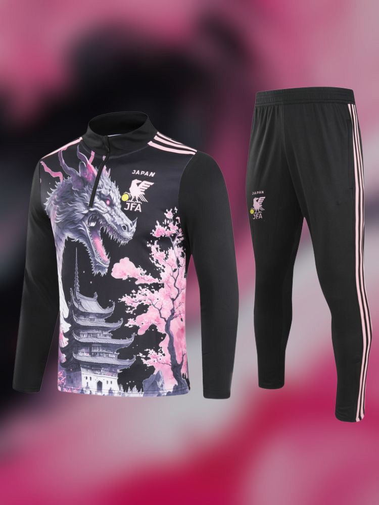 ensemble de survetement du Japon noir et rose avec dragon